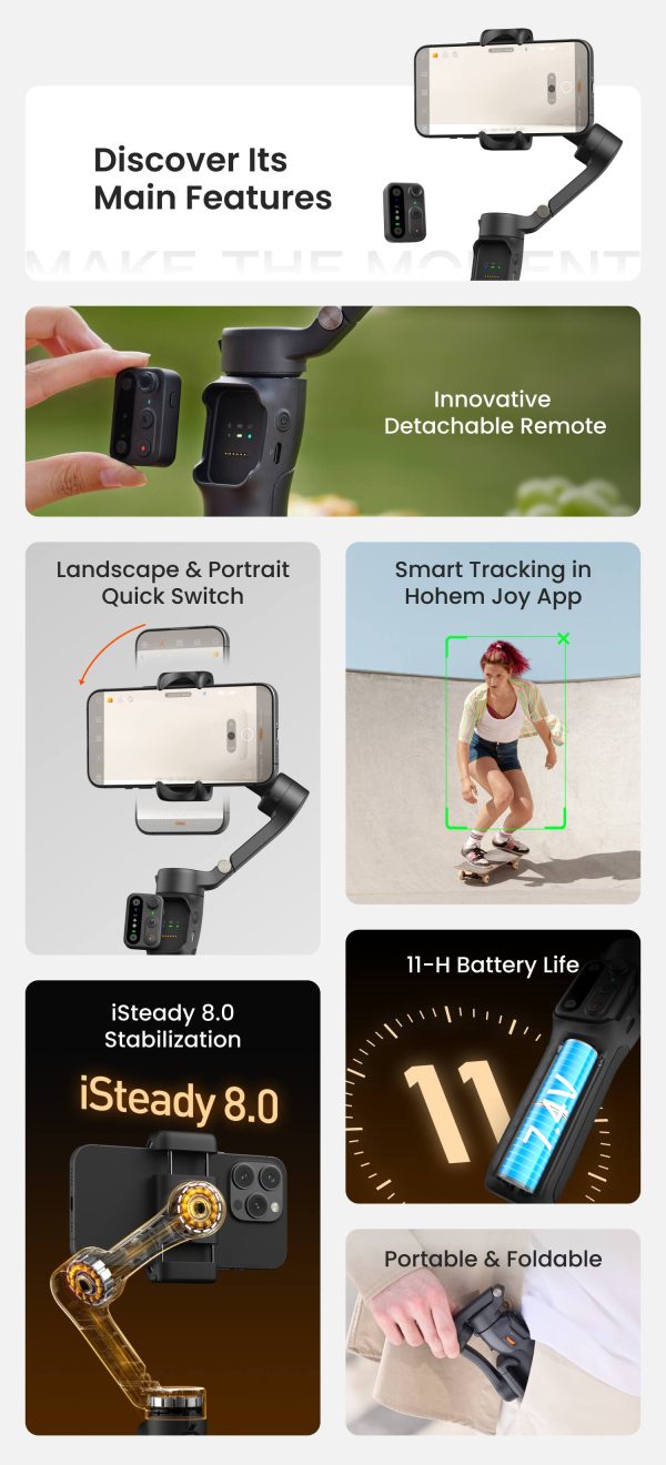 Hohem iSteady X3 SE Smartphone Gimbal Stabilizer Portable-2