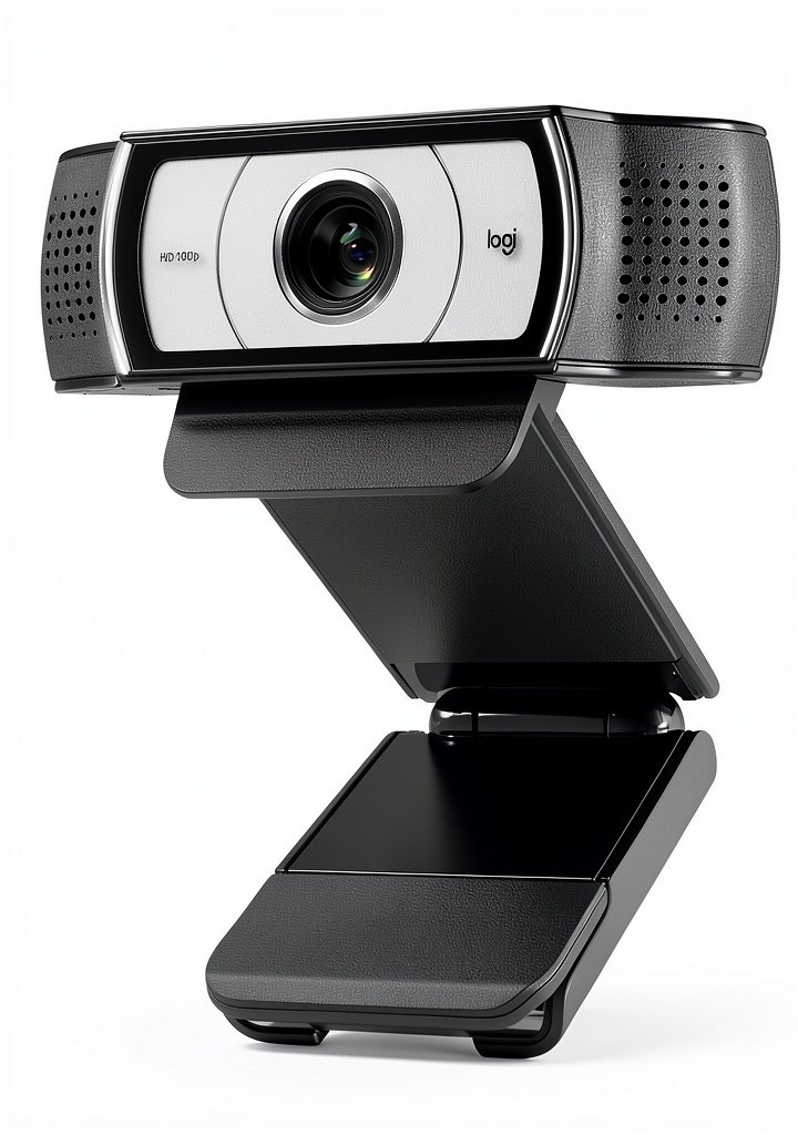Installing Logitech Pro Webcam Full HD 1080 Laptop Ultra Wide Angle on a wooden desk