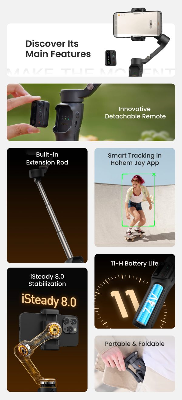 Hohem iSteady X3 SE Plus Smartphone Gimbal Extendable Remote-2
