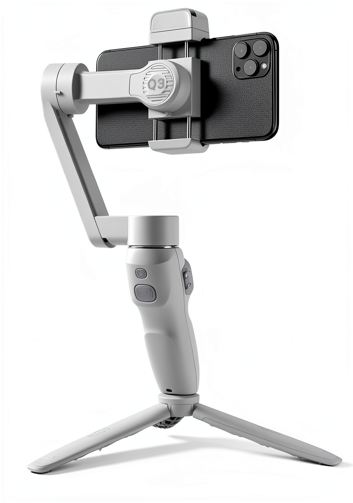 Installing Zhiyun Smooth-Q3 Gimbal Stabilizer Foldable LED Light on a wooden desk